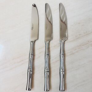 3pc HAMPTON SILVERSMITHS Bamboo Dinner Knife Stainless 9in Glossy